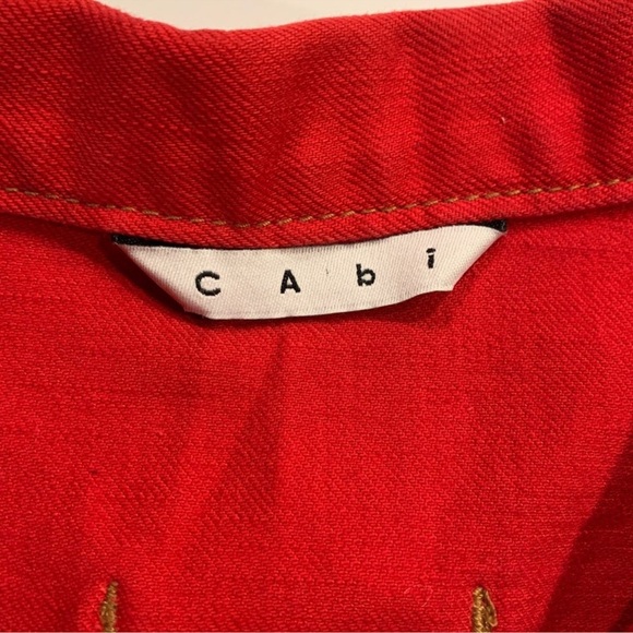 Cabi, M, red, vintage jean jacket with silver buttons - Picture 2 of 8